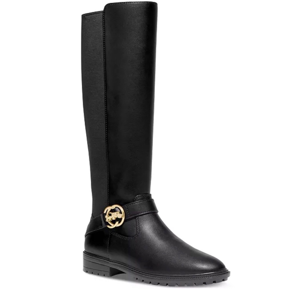 Coach Farrah black leather boot size 8B NWT
